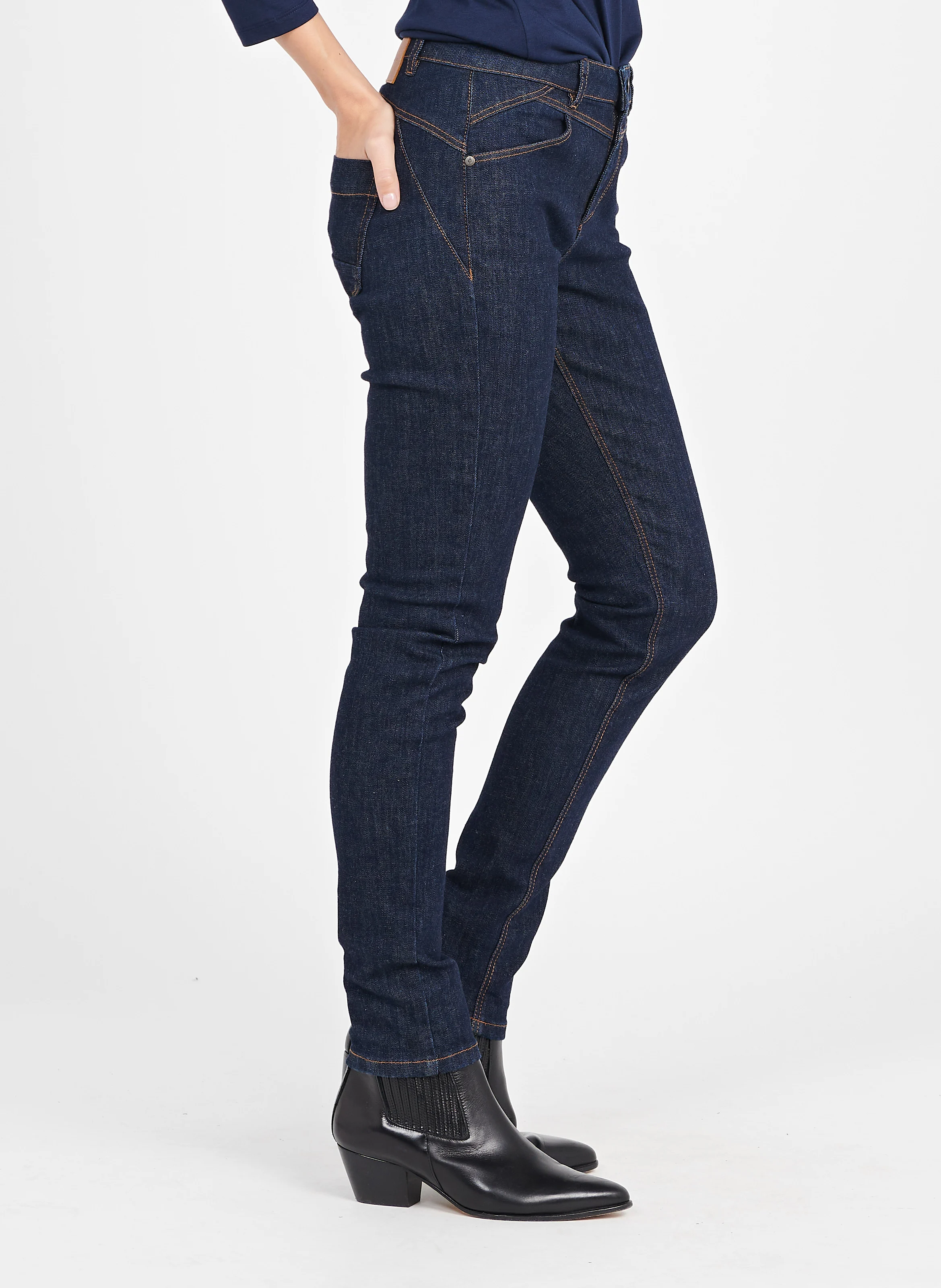 Jean slim 7/8 en coton mélangé | Bleu