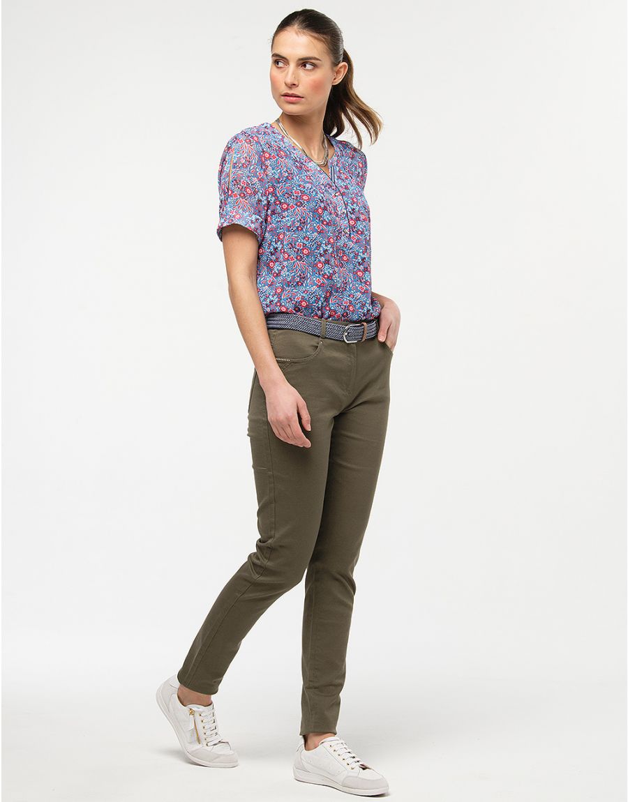 Jean slim vert kaki coton
