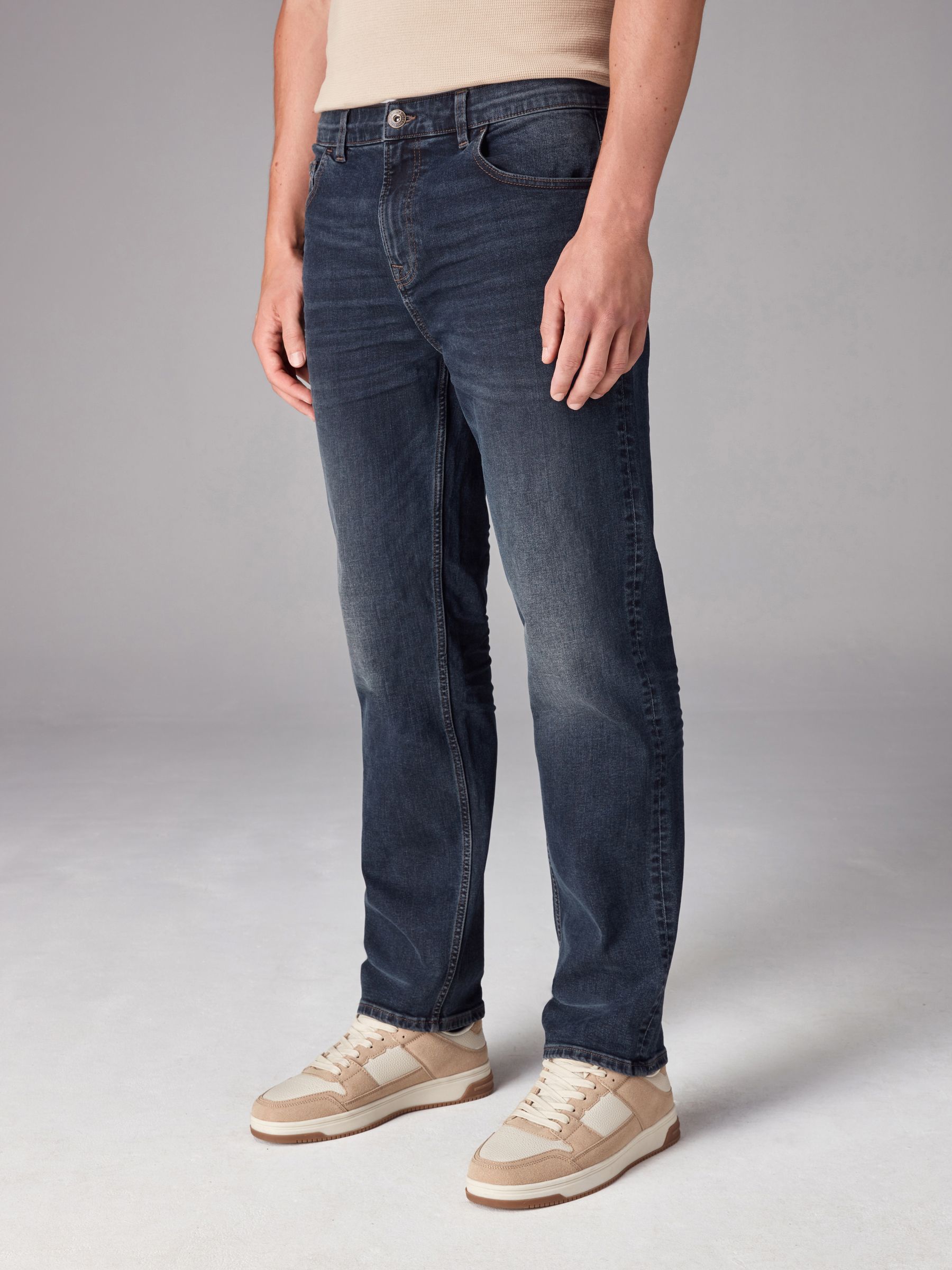Donkerblauw - Rechte, klassieke jeans met stretch