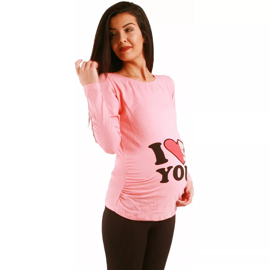 M.M.C. Umstandslangarmshirt I Love You mit Motiv Lachsfarbe