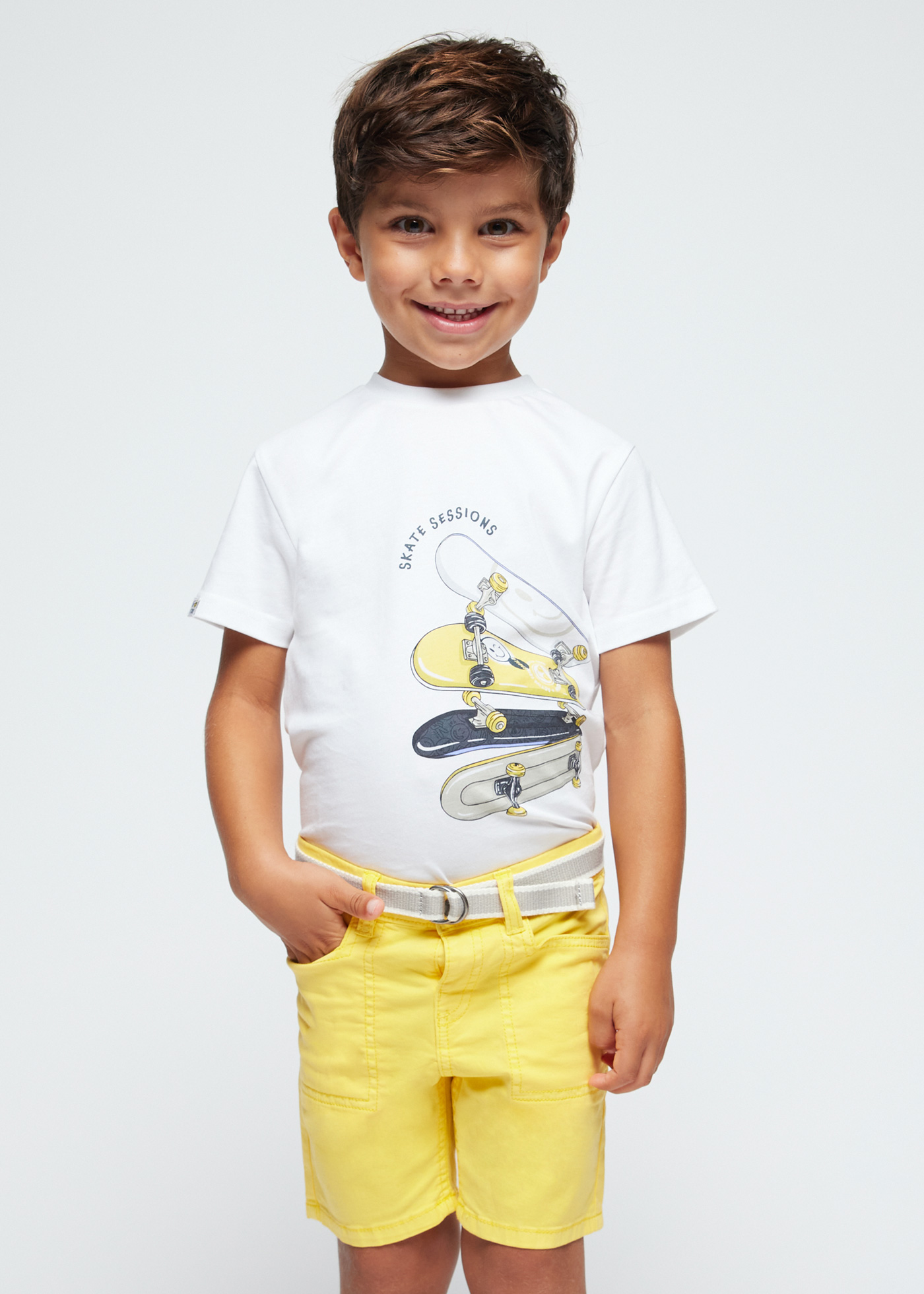 Camiseta de skate Better Cotton para meninos, branca