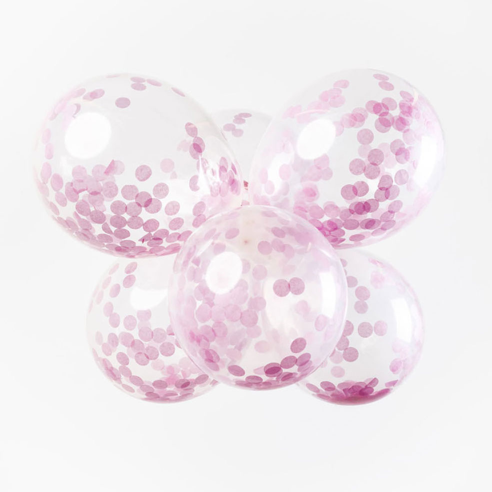 Confetti Ballonnen Papieren Confetti Baby Roze 30cm, 6st.