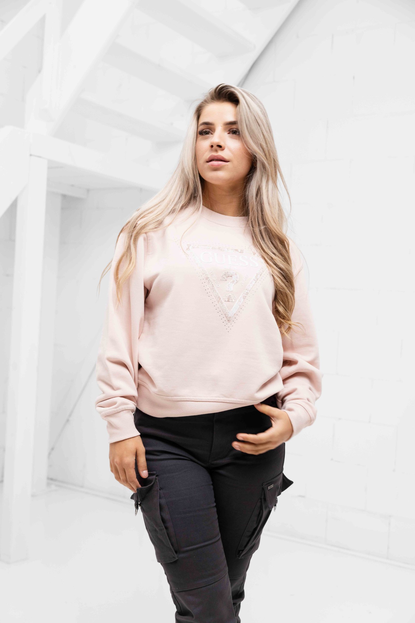 Guess Python Triangle Sweater Dames Roze
