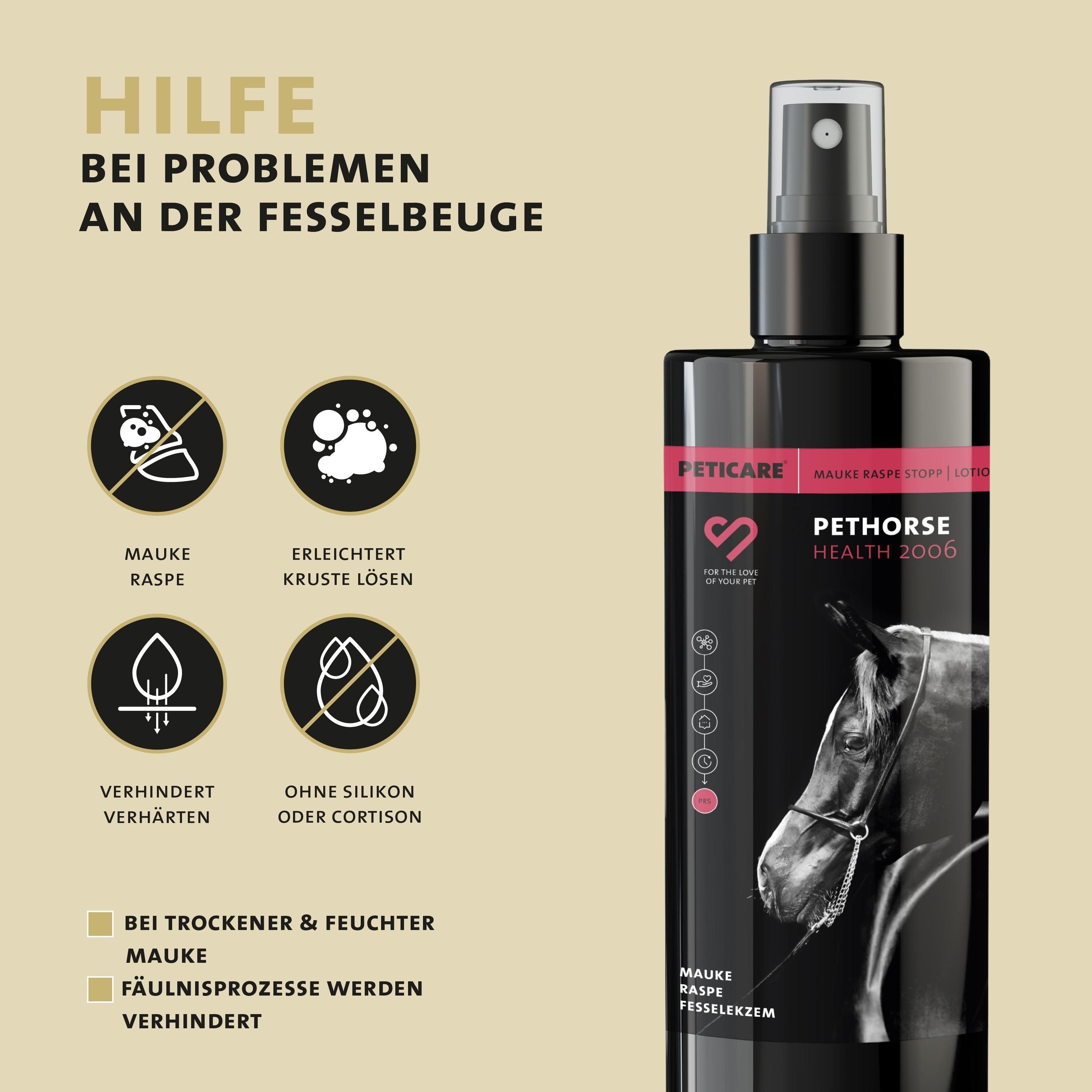 Peticare Spezial-Mittel für Pferde bei Mauke Raspe Fesselekzem