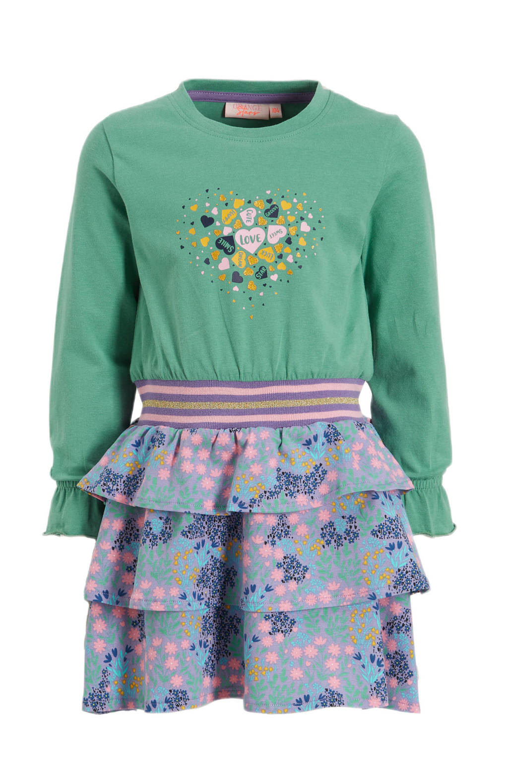 Orange Stars jurk Nanne met printopdruk multi