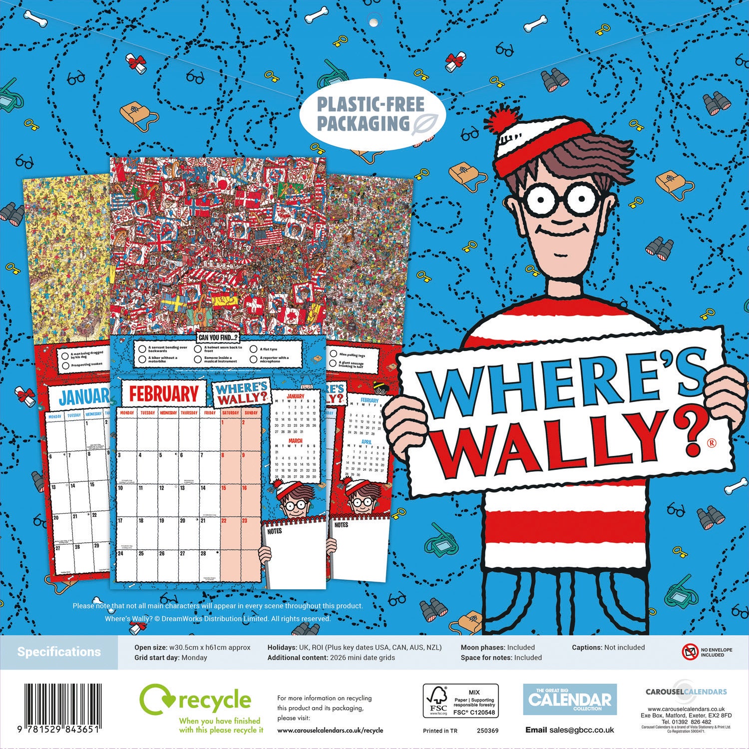 Plenty Gifts kalender where's wally 30 x 30 x 0,5 cm