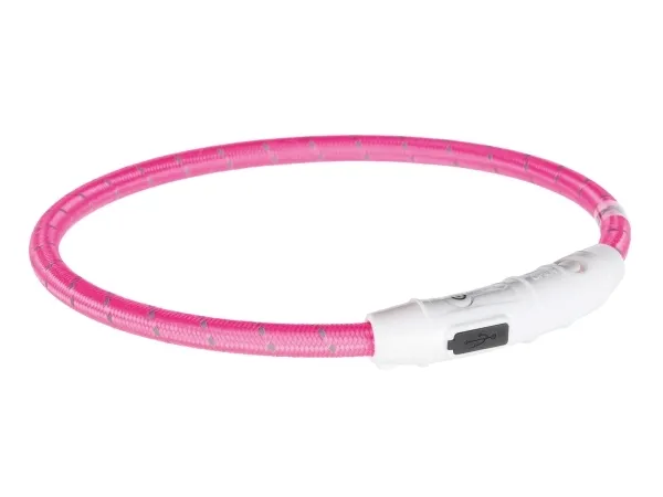 TRIXIE Halsbånd - LED - Nylon - Lyserød / Pink - L-XL - 650 mm - Lyshalsbånd - 12708