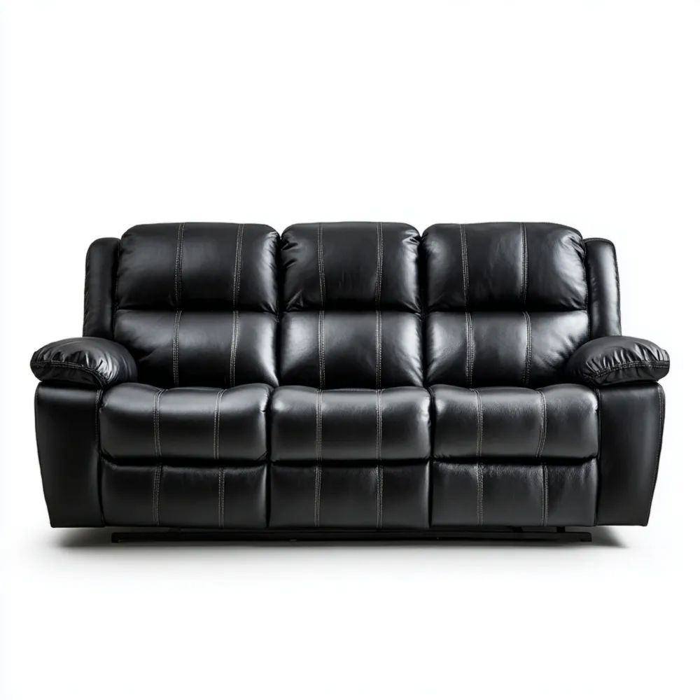 3-Sitzer-Sofa Kunstleder 200x90x100 cm Schwarz Modernes Design