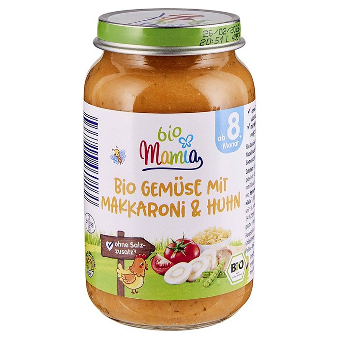 MAMIA BIO Bio-Menü 220 g, Gemüse mit Makkaroni und Huhn