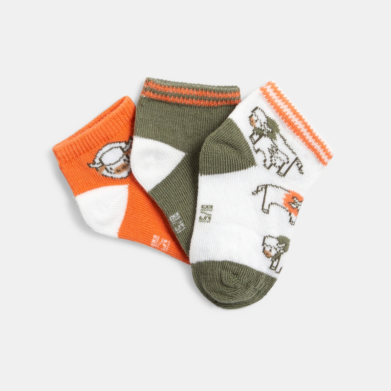 Chaussettes basses (lot de 3) orange bébé garçon