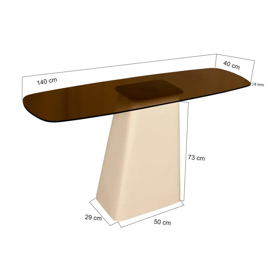 Wandtafel Crème Glas/Staal - 140x40x76cm - Brix Mylon