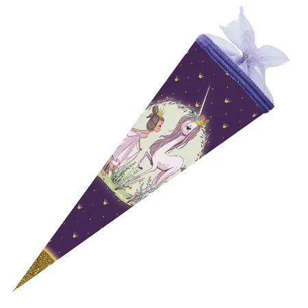 Nestler Schultüte Einhorn Prinzessin mit Tüllverschluss, 35 cm, rund