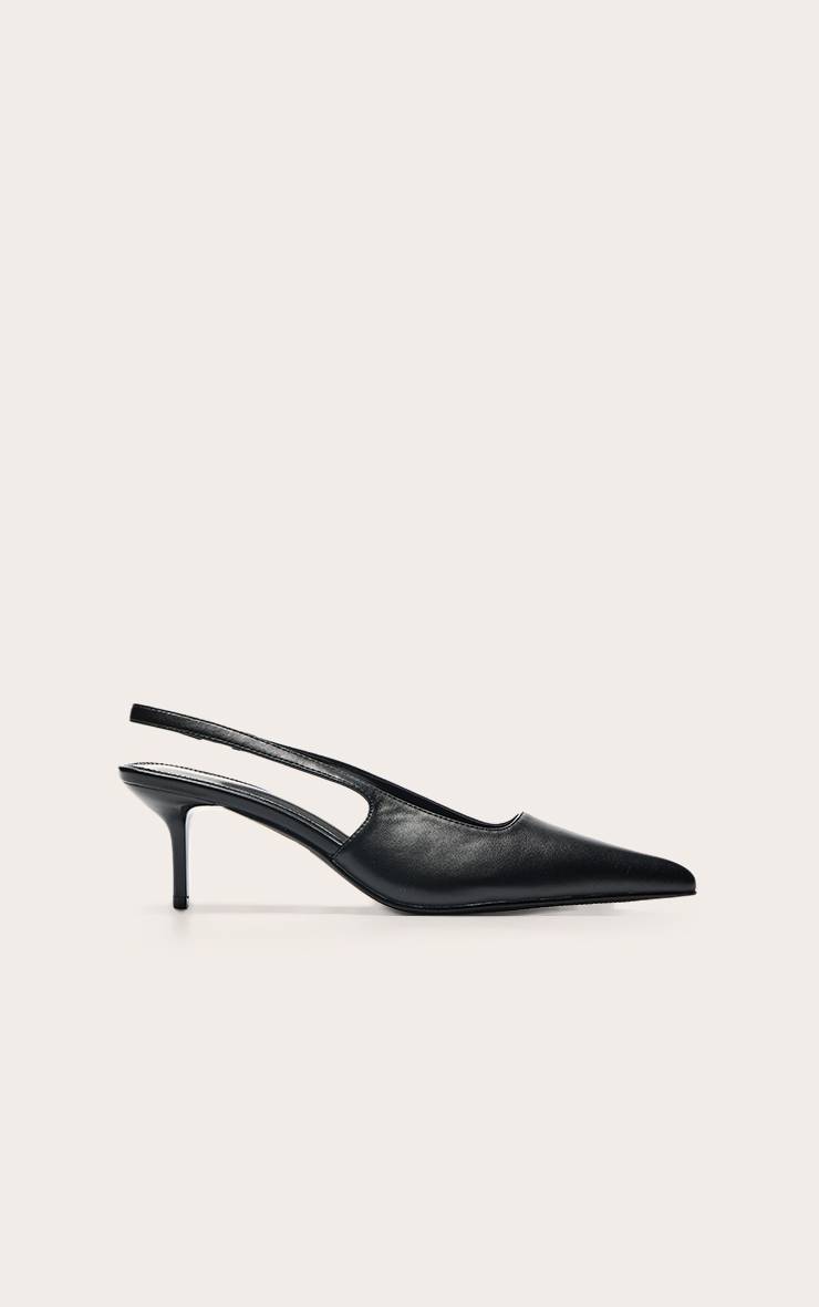 Noir Escarpins À Bride Arrière En Synthétiquecuir Bout Pointu Coupe Large