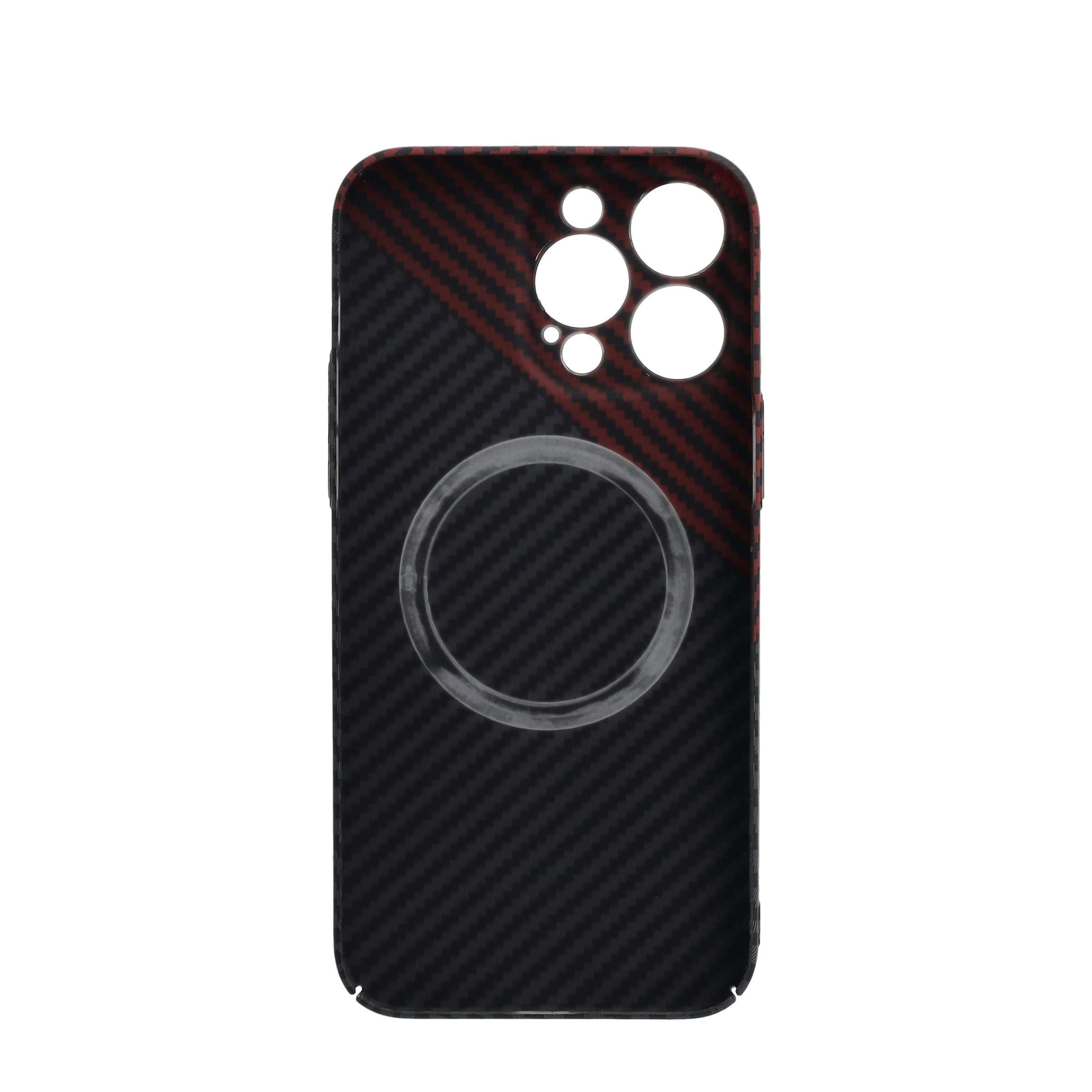 iPhone 14 Pro Max MagSafe Hardcase Hülle im Carbon Look - Schwarz / Rot
