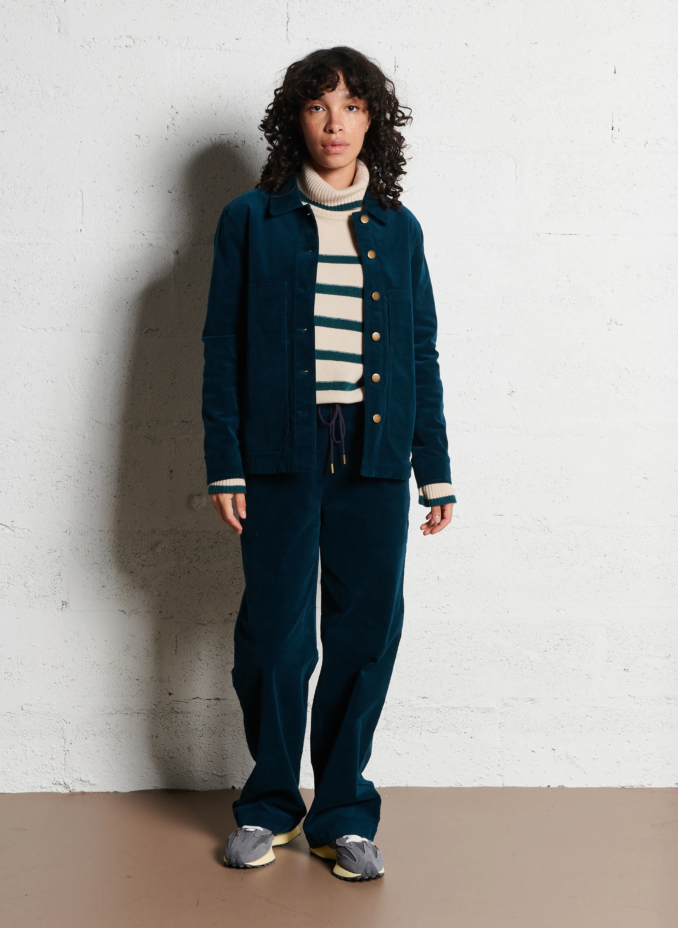 KYBELE - Pantalon large en coton mélangé | Bleu