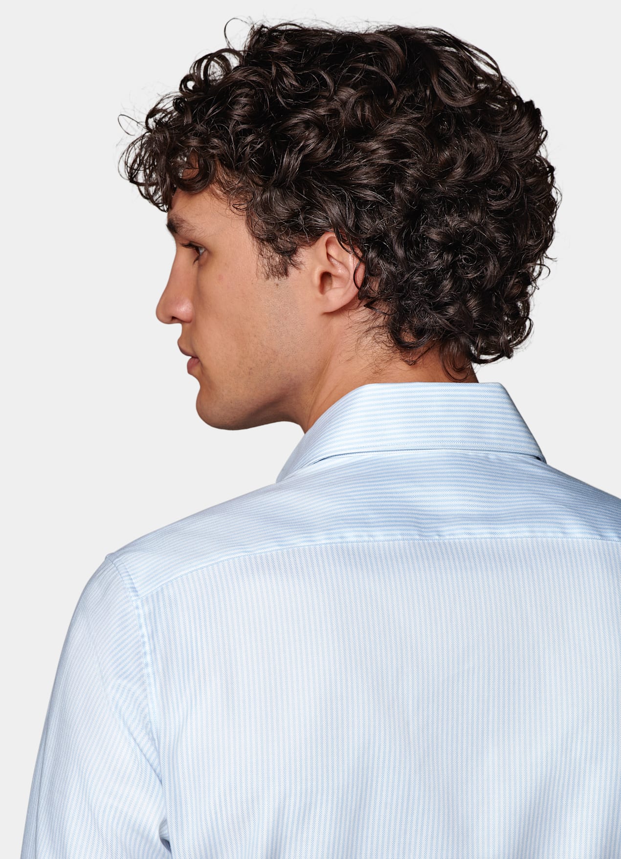 Chemise en oxford coupe très ajustée bleu clair à rayures