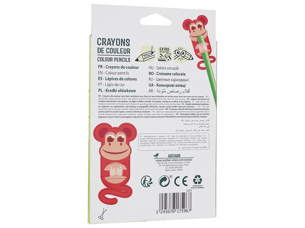 CAIXA DE 18 LÁPIS DE COR AUCHAN 18CM
