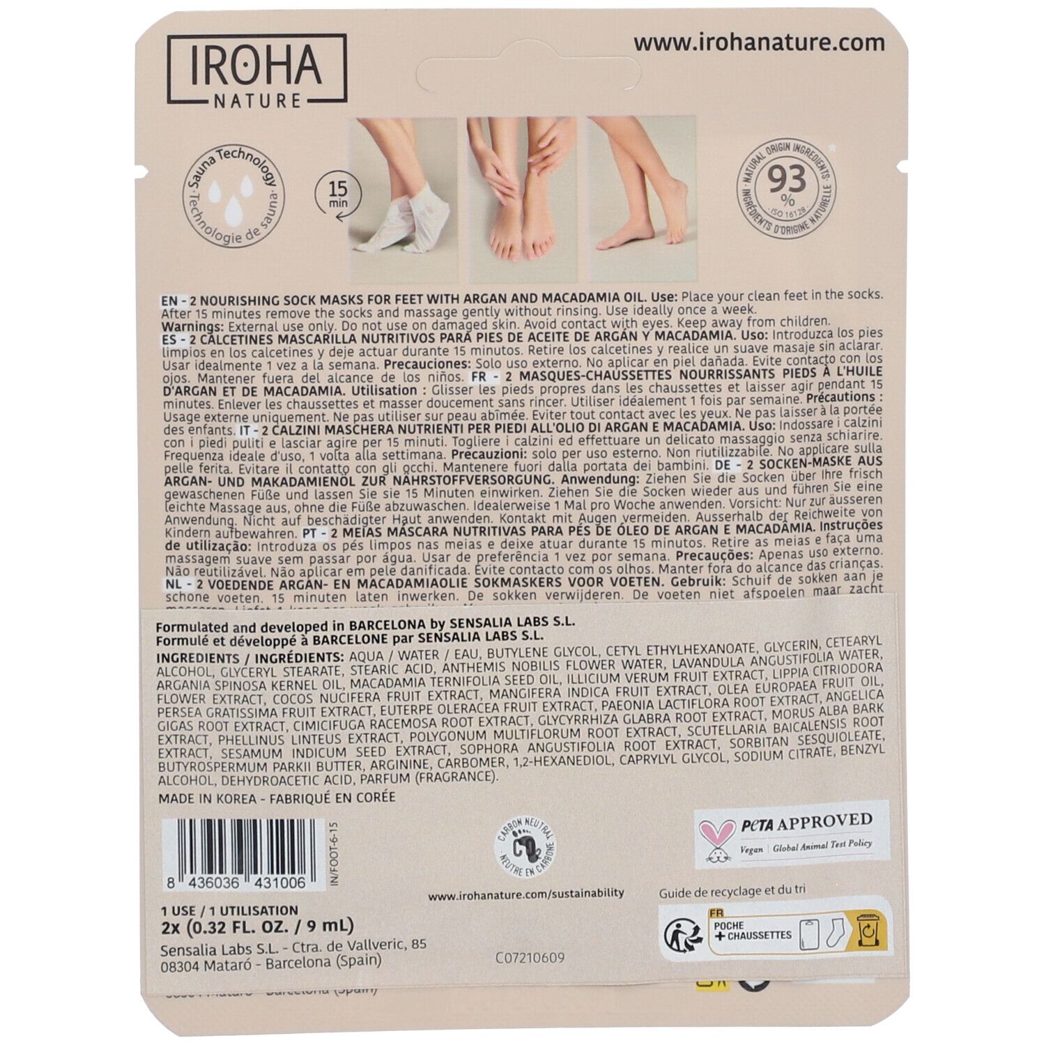 IROHA NATURE Pflegende Maskensocken mit Arganöl