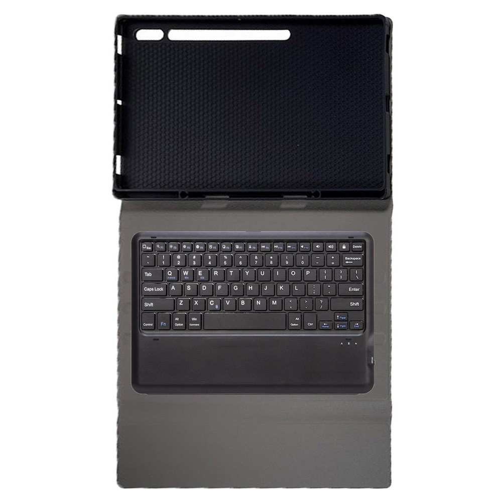 Samsung Galaxy Tab S9 Ultra Leder Tasche mit abnehmbarer Bluetooth Tastatur Keyboard   S-Pen Halterung (QWERTY) - Schwarz