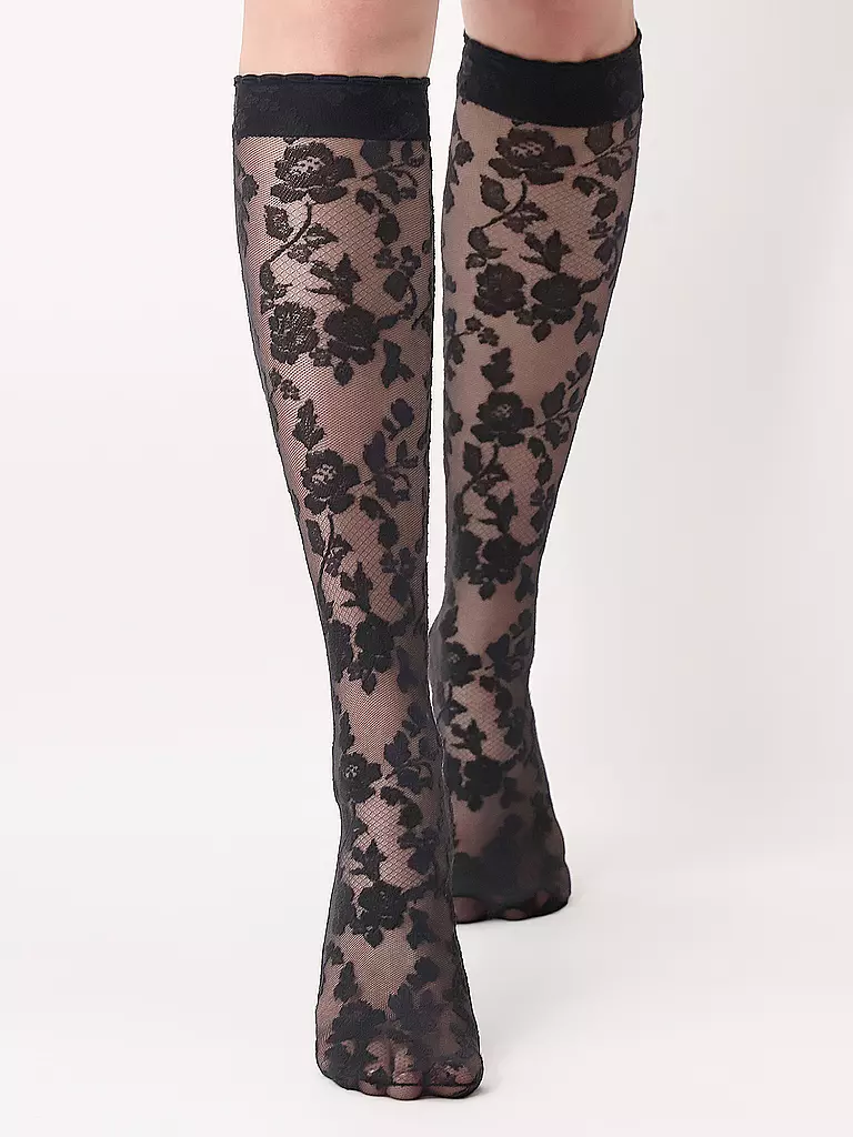 OROBLU Kniestrümpfe SHADED ROSES 20 DEN black/black schwarz