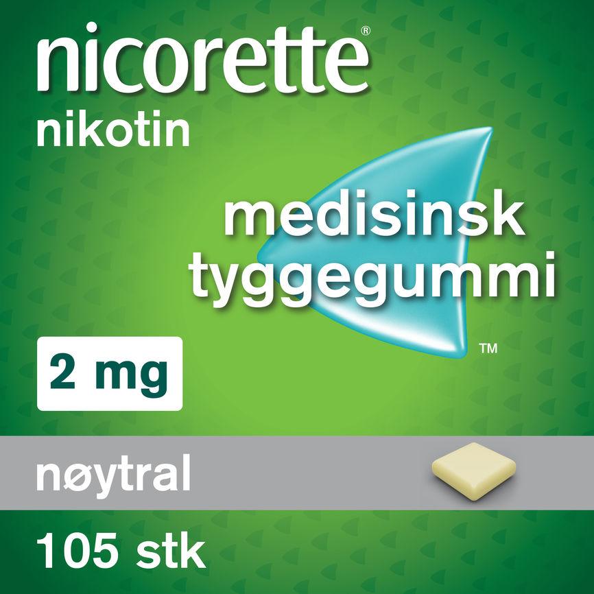Nicorette Freshmint tyggegummi 2 mg nikotin, slutte å røyke
