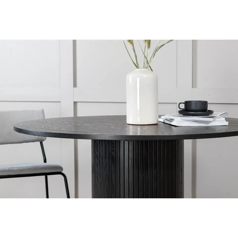Eettafel Rond Zwart 110cm - Fineer - Scandinavisch