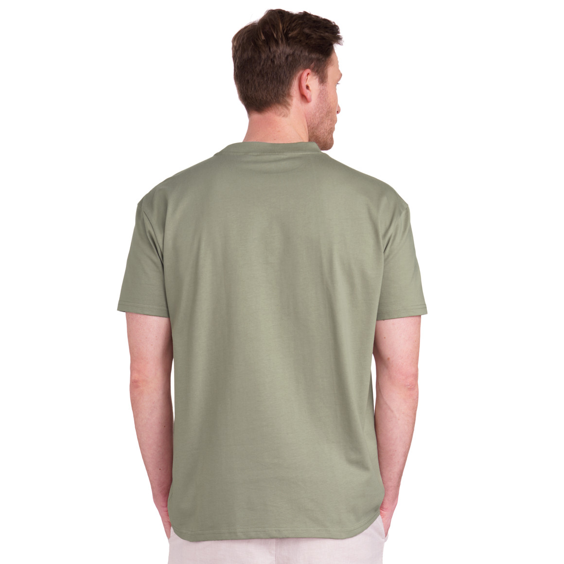 Jonas Nielsen Herren T-Shirt mit Brust-Print oliv