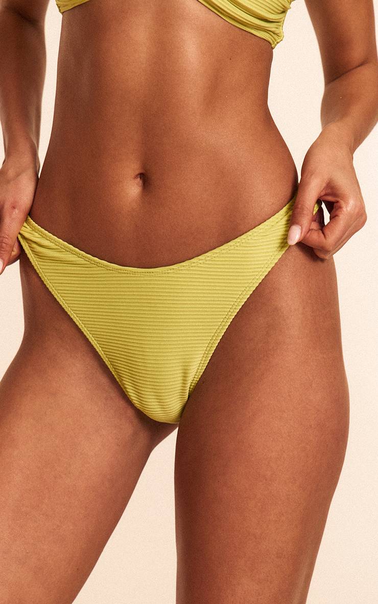 Citron Vert Bas De Bikini Tanga Côtelés