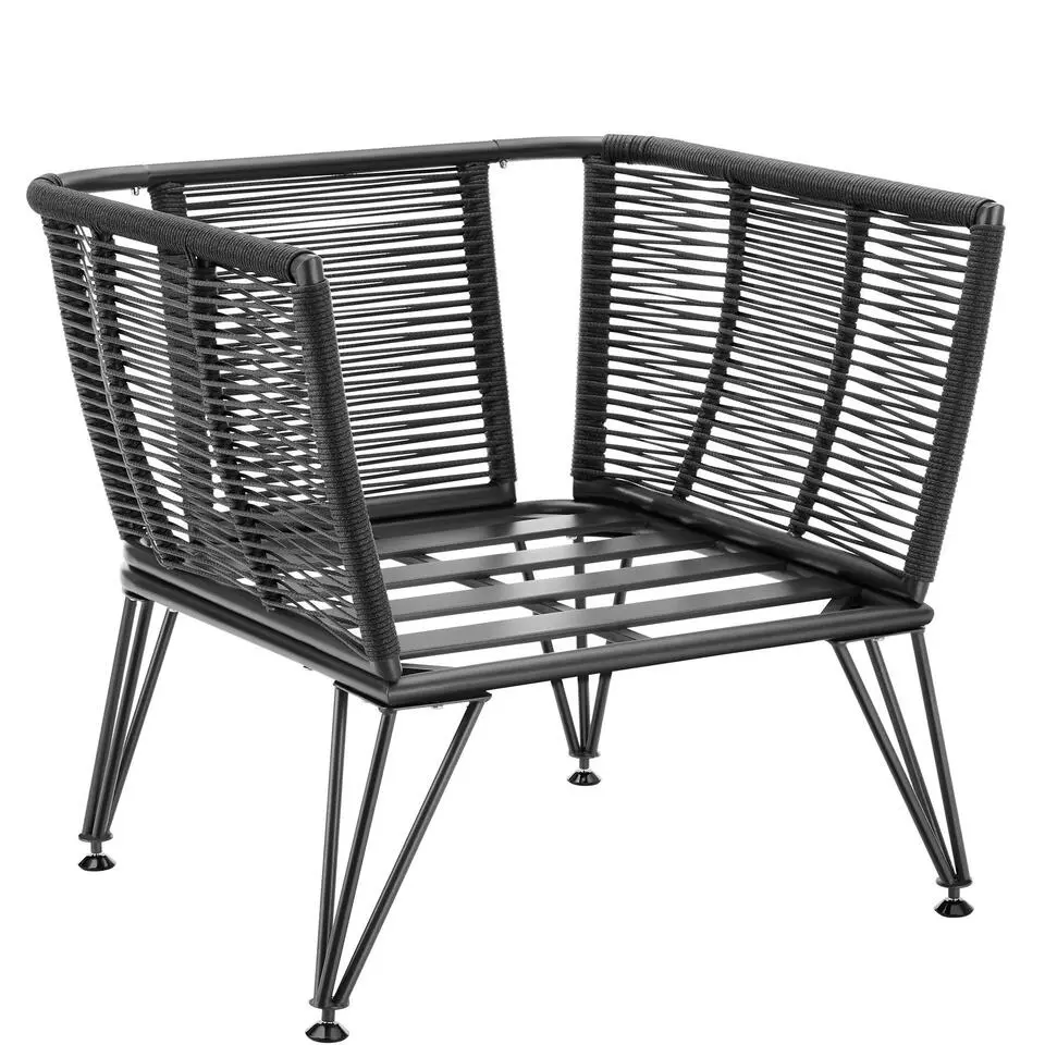 tectake Loungestoelen set Sundo in touwdesign, Antraciet