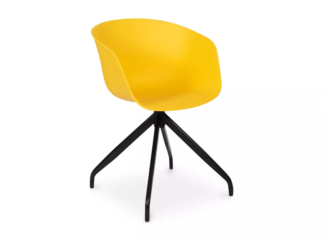 Chaise de bureau tapissée avec accoudoirs - Chaise de bureau design noire - Jodie - Joan Jaune