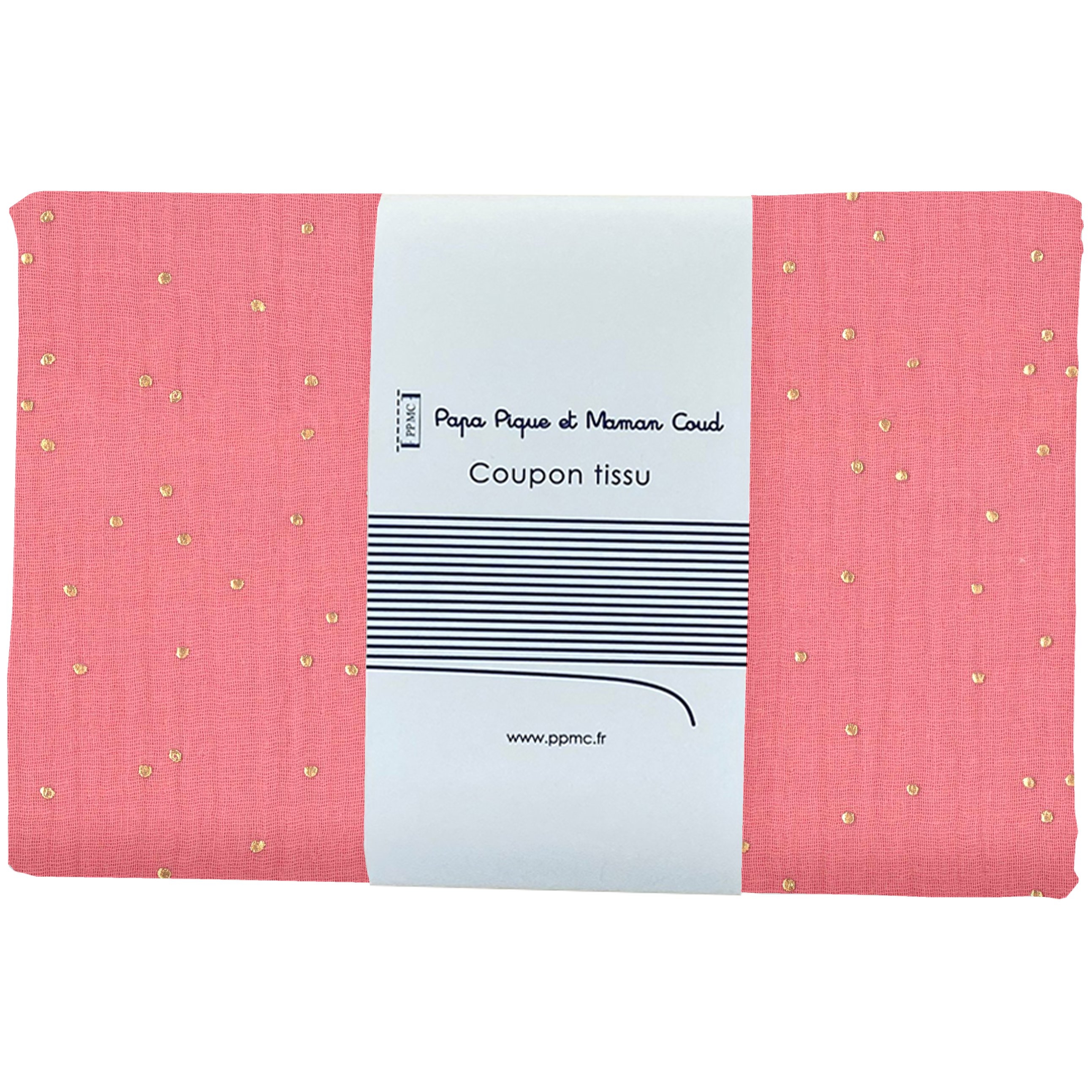 Coupon Tissu 1 M Gaze Pois Or Rose Sorbet