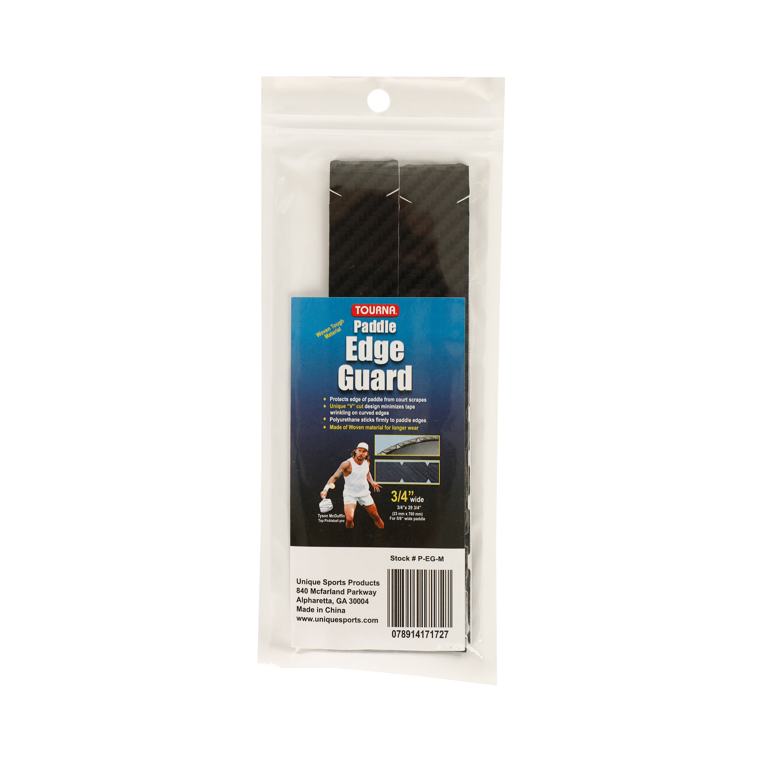 Tourna Padel Edge Guard Wooven 16mm Bande De Protection Pour Cadre Pickleball - Noir