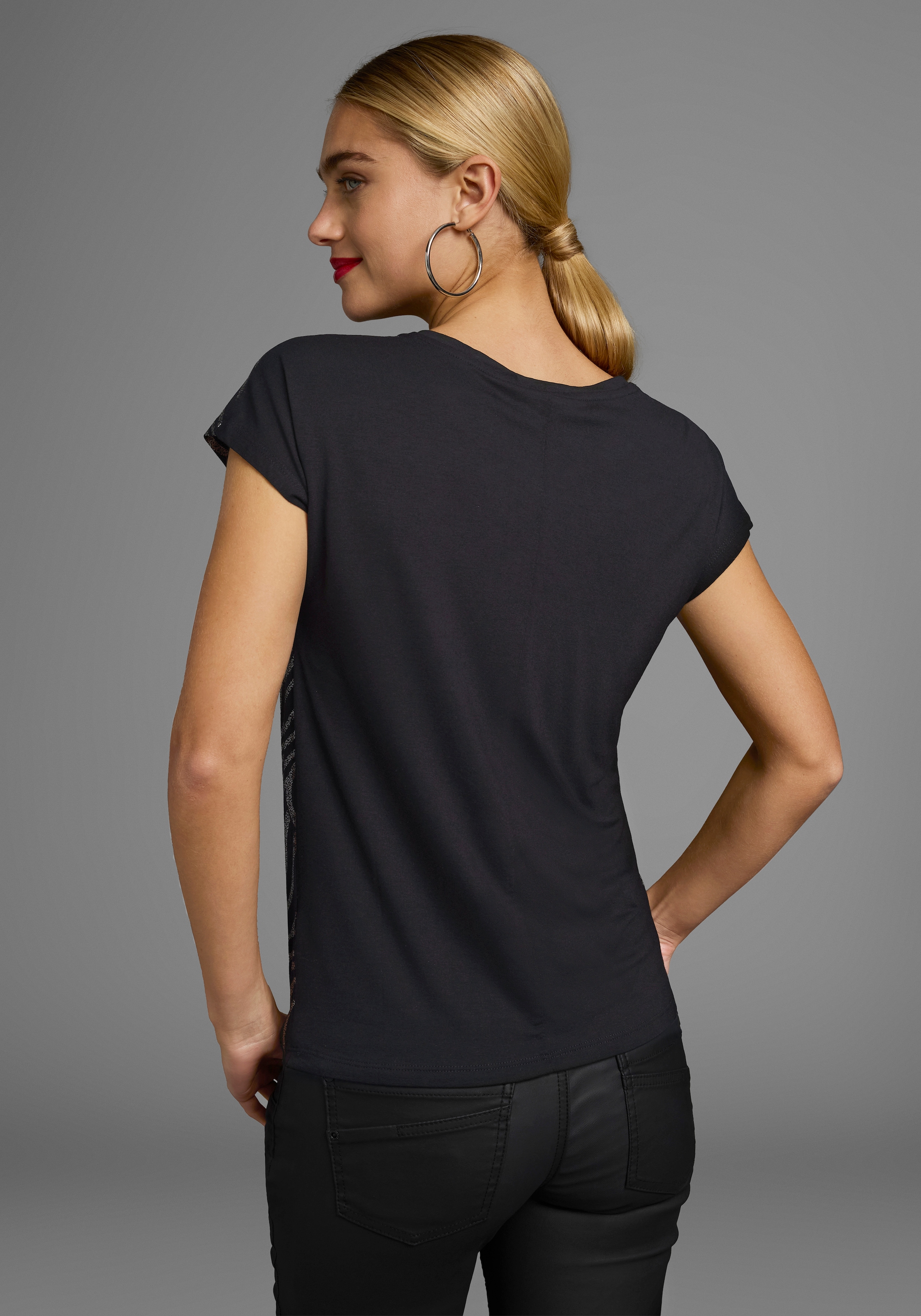 Laura Scott Rundhalsshirt , Kurzarm,  figurumspielend,  aus elastischem Single Jersey