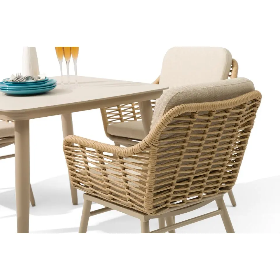 Tuinset 4 personen 165 cm Aluminium/wicker Taupe Coco Antoni/Brighton