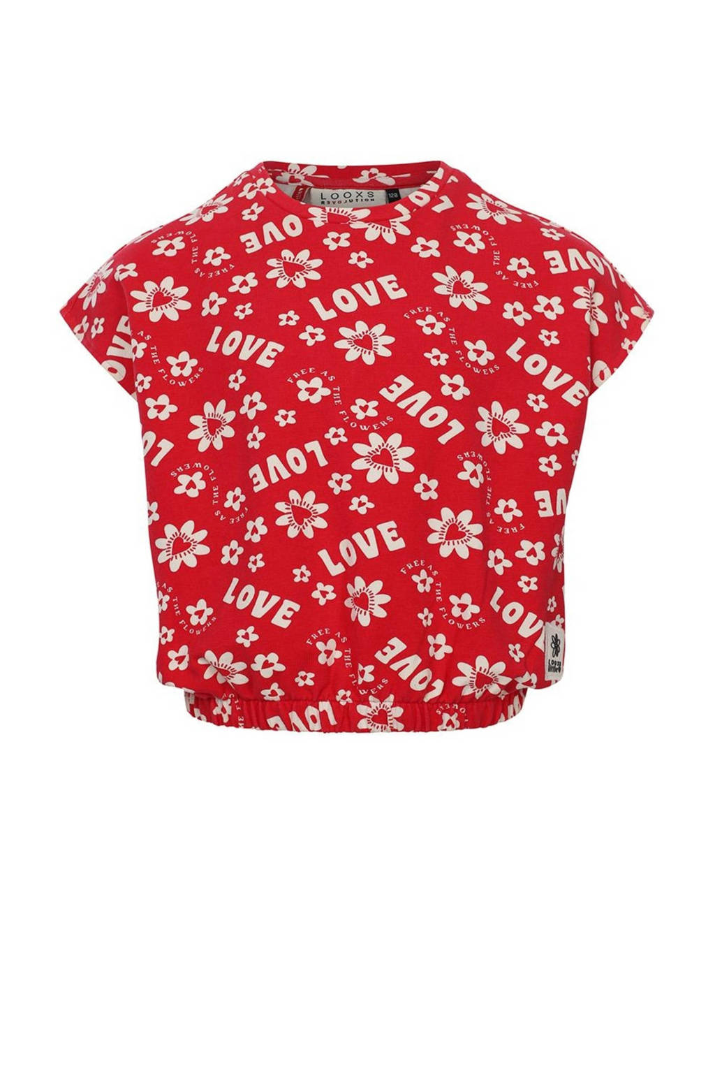 LOOXS top met tekst rood/wit