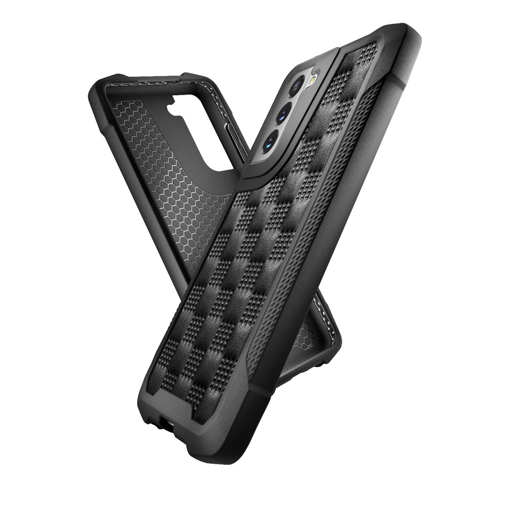 Samsung Galaxy S21 FE 5G Hybrid Hardcase Hülle Grip Design mit Air Cushion Fallschutz - Schwarz