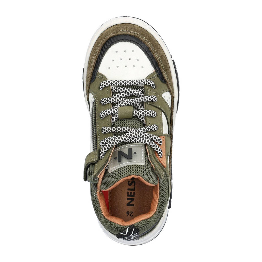 Nelson Kids leren sneakers groen/wit