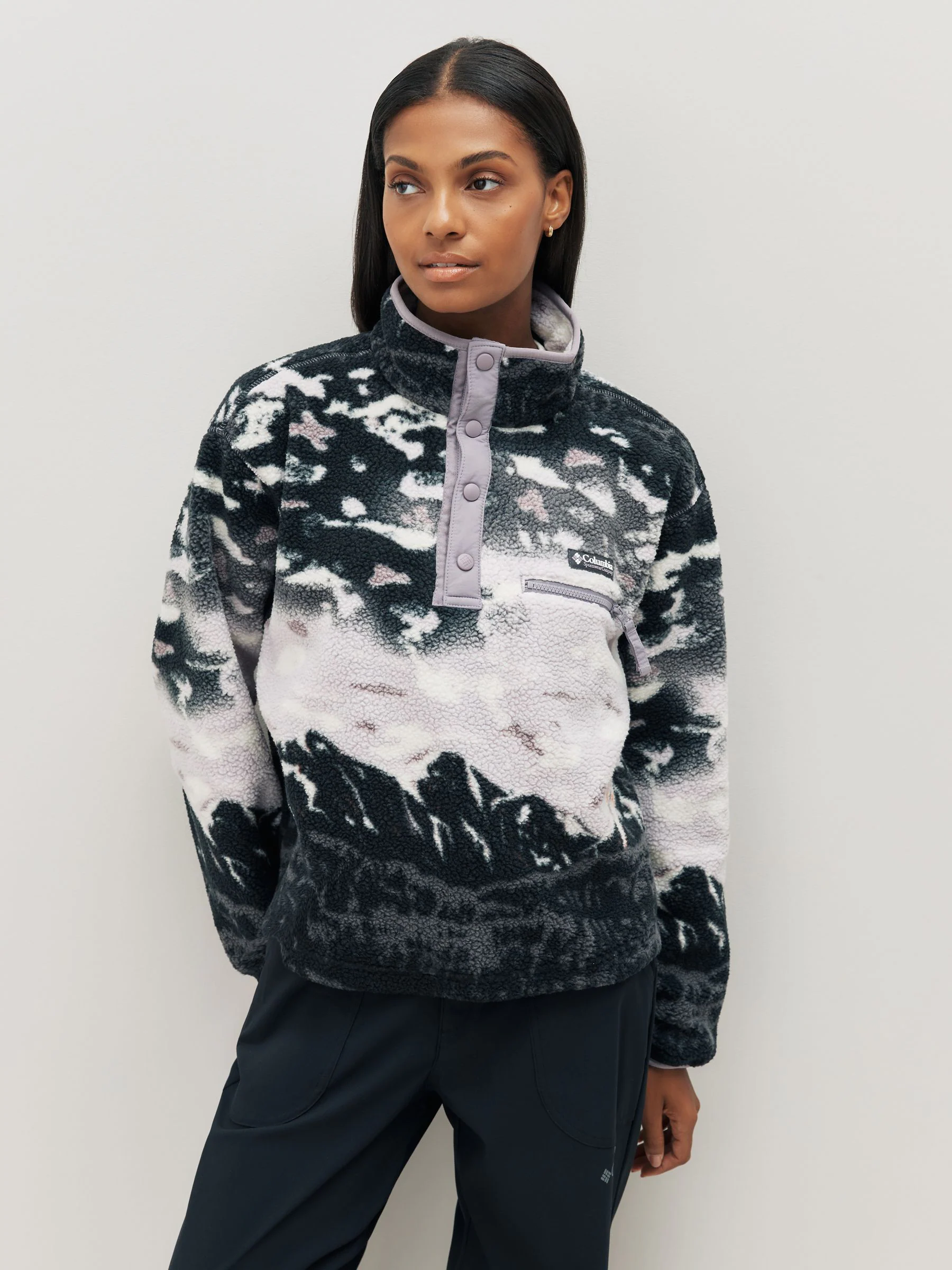 Lavendelpaars - Columbia Helvetia™ II Cropped fleece met print en halve drukknoopsluiting