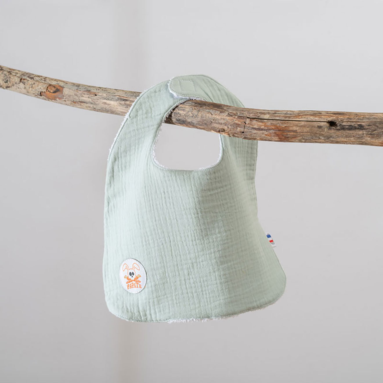 Papate Bavoir en Coton Bio vert - 20x25 cm