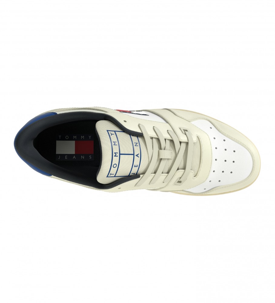 Tênis Tommy Jeans Basket de couro, bege