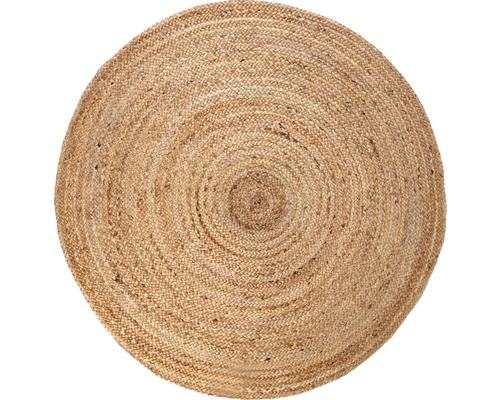 Rond jute vloerkleed, natuurlijke afwerking, Ø 120 cm