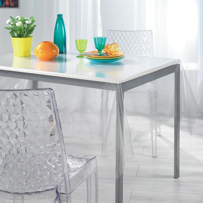 NAPPE CRISTAL RECTANGLE 140X240CM PAILLETTES ARGT
