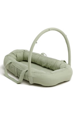 Alice & Fox ALBA Babynest med Håndtak, Green Muslin