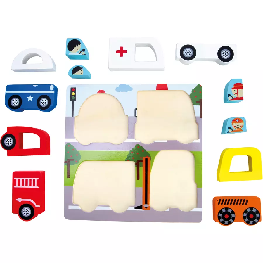 Bino 3D Puzzle Holz, Rettungsfahrzeuge