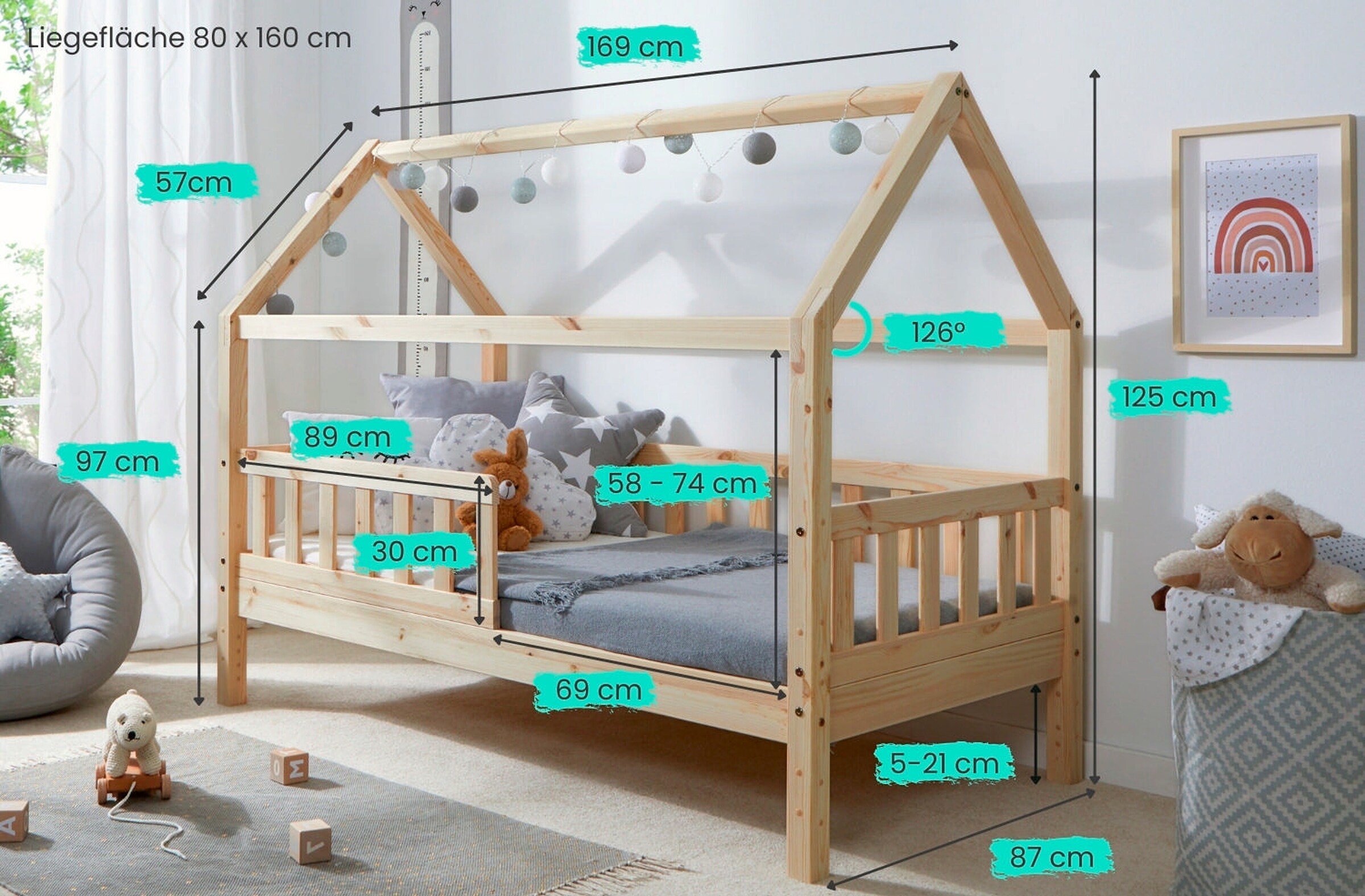 Ticaa Kinderbett Hausbett 