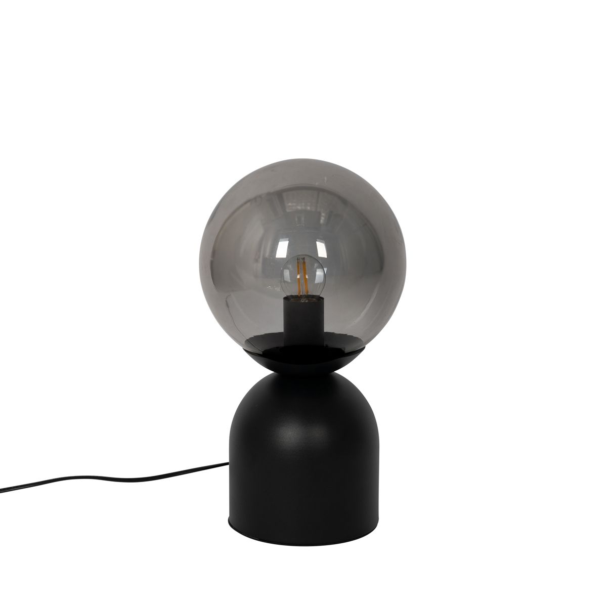 Hotel chique tafellamp zwart met smoke glas - Pallon Trend