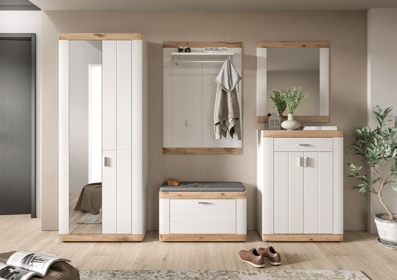 Spiegel Laredo 73x82x20 cm Weiß/Braun