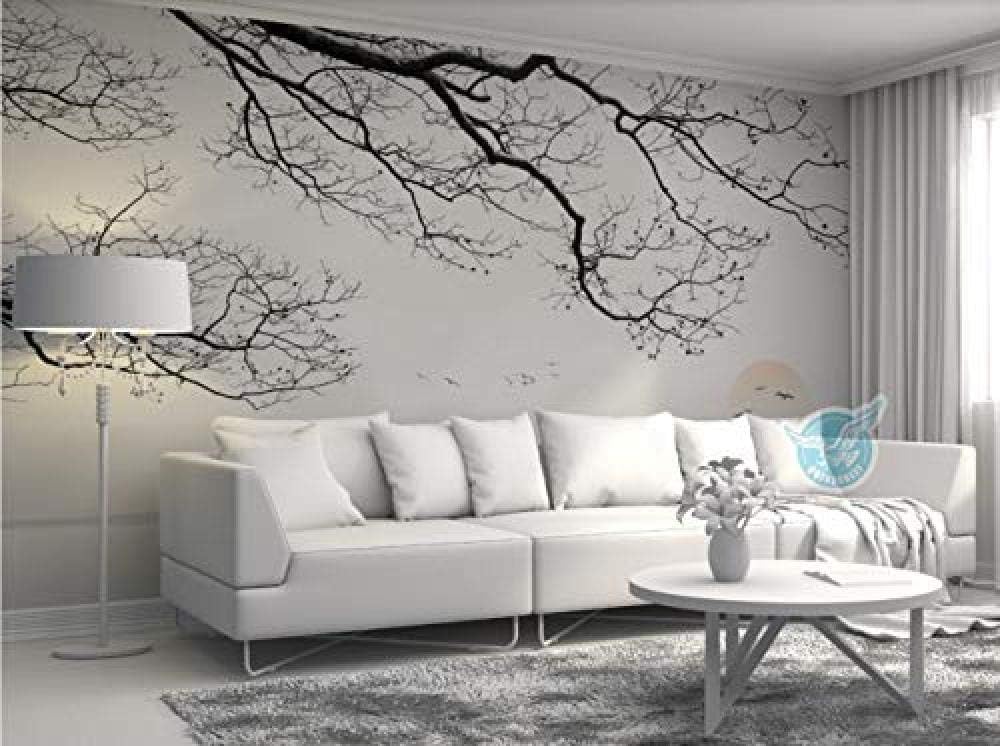 Handgemalte schneebedeckte Zweige und Seelandschaft für Walls Murals Tapete Wanddekoration fototapete 3d Tapete effekt Vlies wandbild Schlafzimmer-400cm×280cm