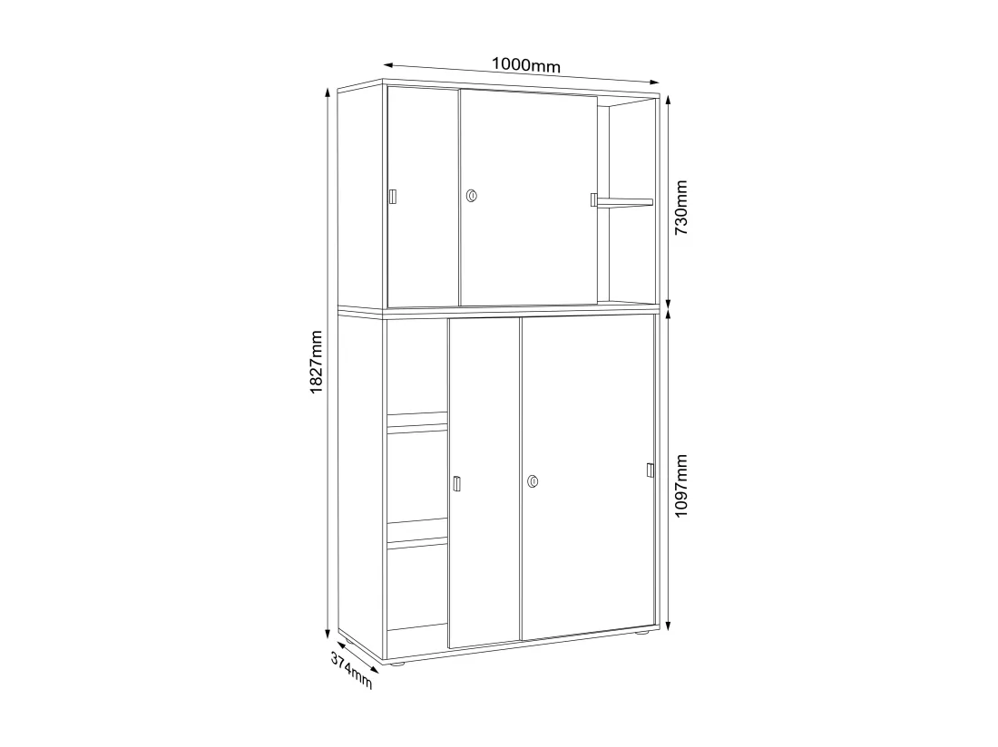 Armoire de bureau Salia portes coulissantes 5x 100