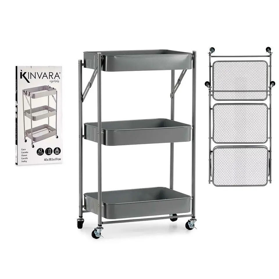 Kinvara Keuken/badkamer trolley - L45 x B30 x H78 cm - grijs - metaal